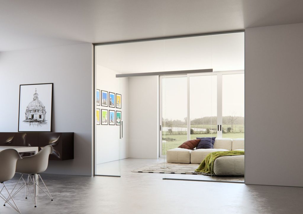 16_Sapglass_Float cire_posuvne_obyvak_fullhd elegante Glastrennwand setzt architektonische Akzente